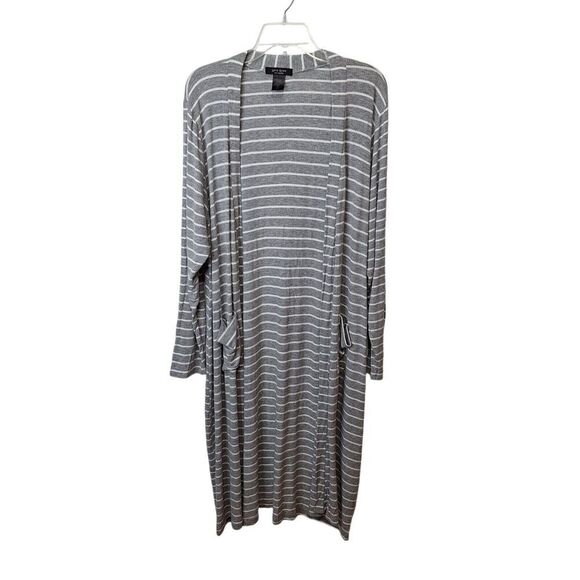 Love Ryan Los Angeles Open Front Duster Cardigan Gray Stripe Size 3X‎ Stretch - Picture 1 of 6